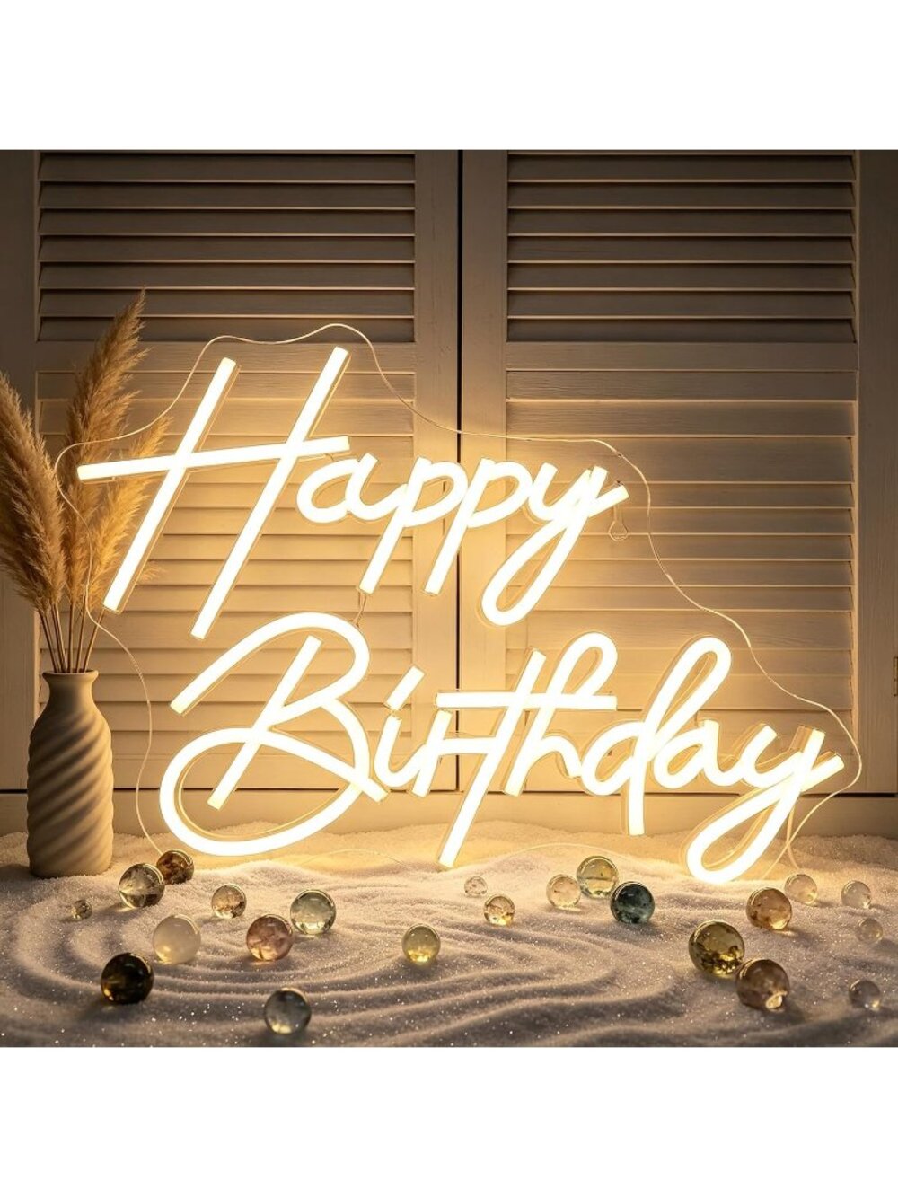 Happy Birthday Neon Sign Acrylic Golden Dimmable Led Neon Light Birthday Theme